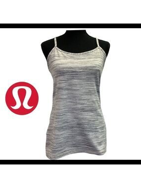 𝅺LULULEMON gray white marbled striped racer back tank top size 10